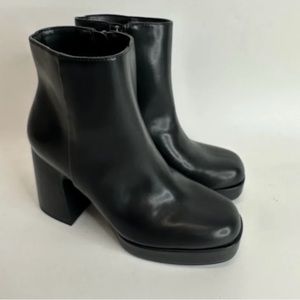 Madden Girl Womens Activatte Ankle Boots Black Square Toe Block Heels Zip 5.5 M